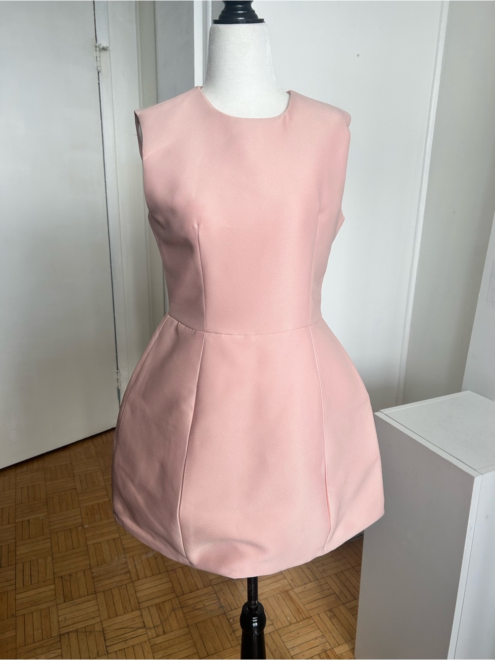 DYZ Pink Structured Bubble Mini Dress Silk Blend